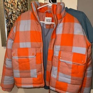 ORANGE AND BLUE PLAID JACKET FROM URBAN OUTFITTERS